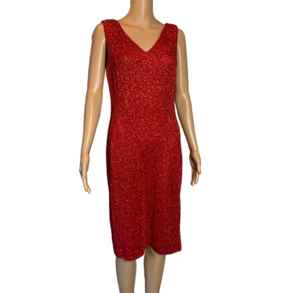 shimmering red dress